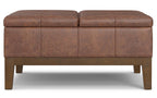 Dover Lift Top Coffee Table Storage Ottoman in Distressed Vegan Leather