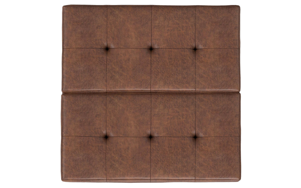 Dover Lift Top Coffee Table Storage Ottoman in Distressed Vegan Leather