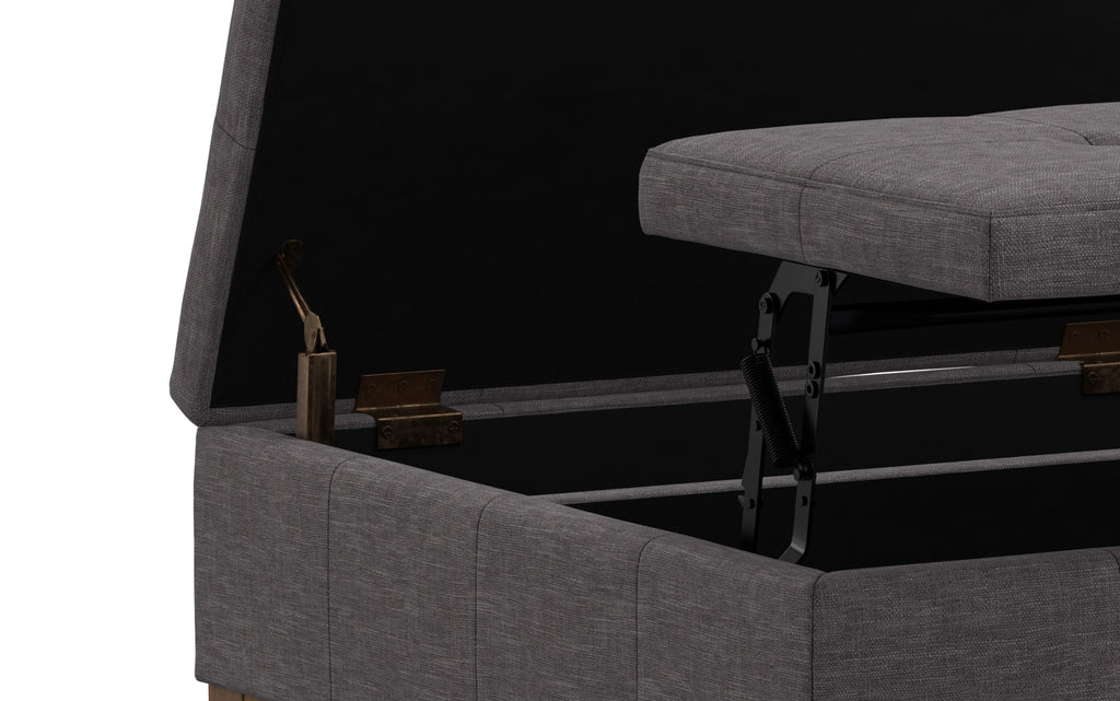 Dover Lift Top Coffee Table Storage Ottoman In Linen