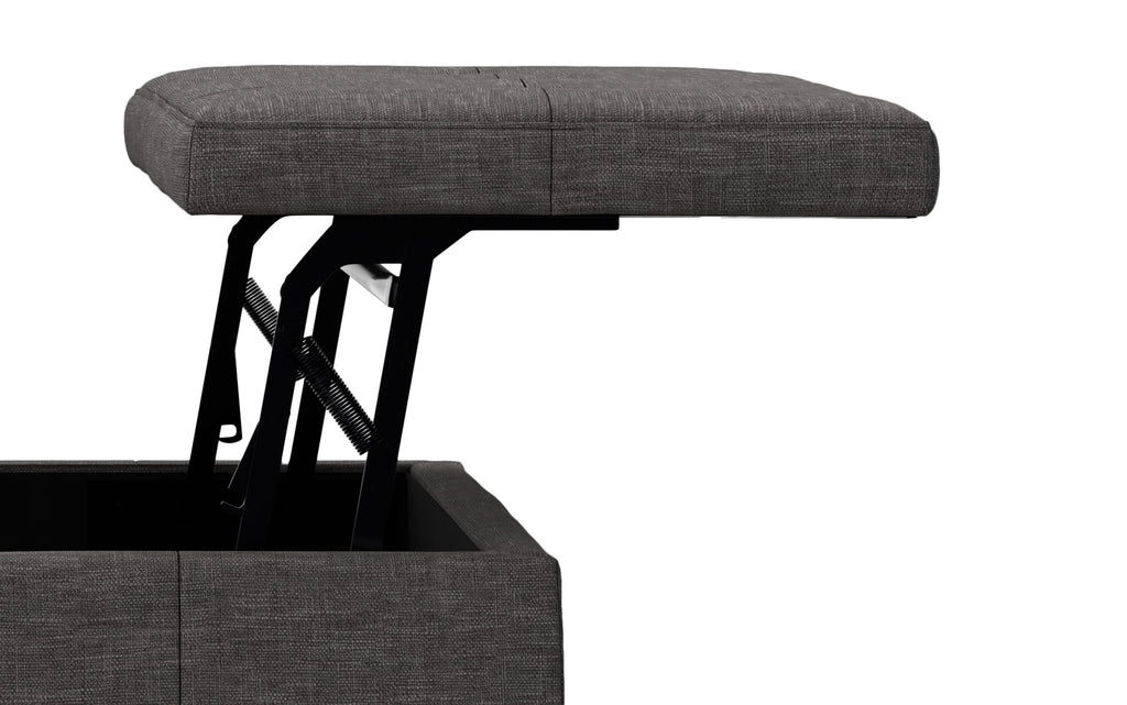Dover Lift Top Coffee Table Storage Ottoman In Linen
