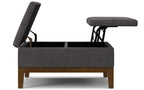 Dover Lift Top Coffee Table Storage Ottoman In Linen