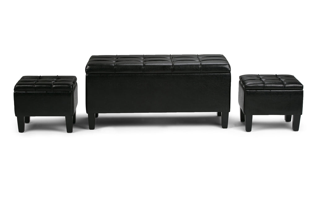 Dover 3 Pc Storage Ottoman in Vegan Leather