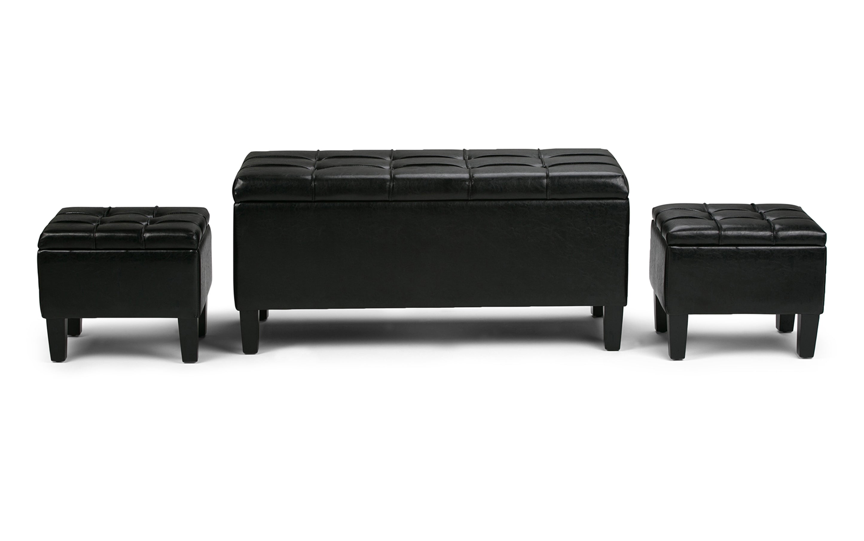 Dover 3 Pc Storage Ottoman in Vegan Leather
