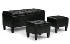 Dover 3 Pc Storage Ottoman in Vegan Leather