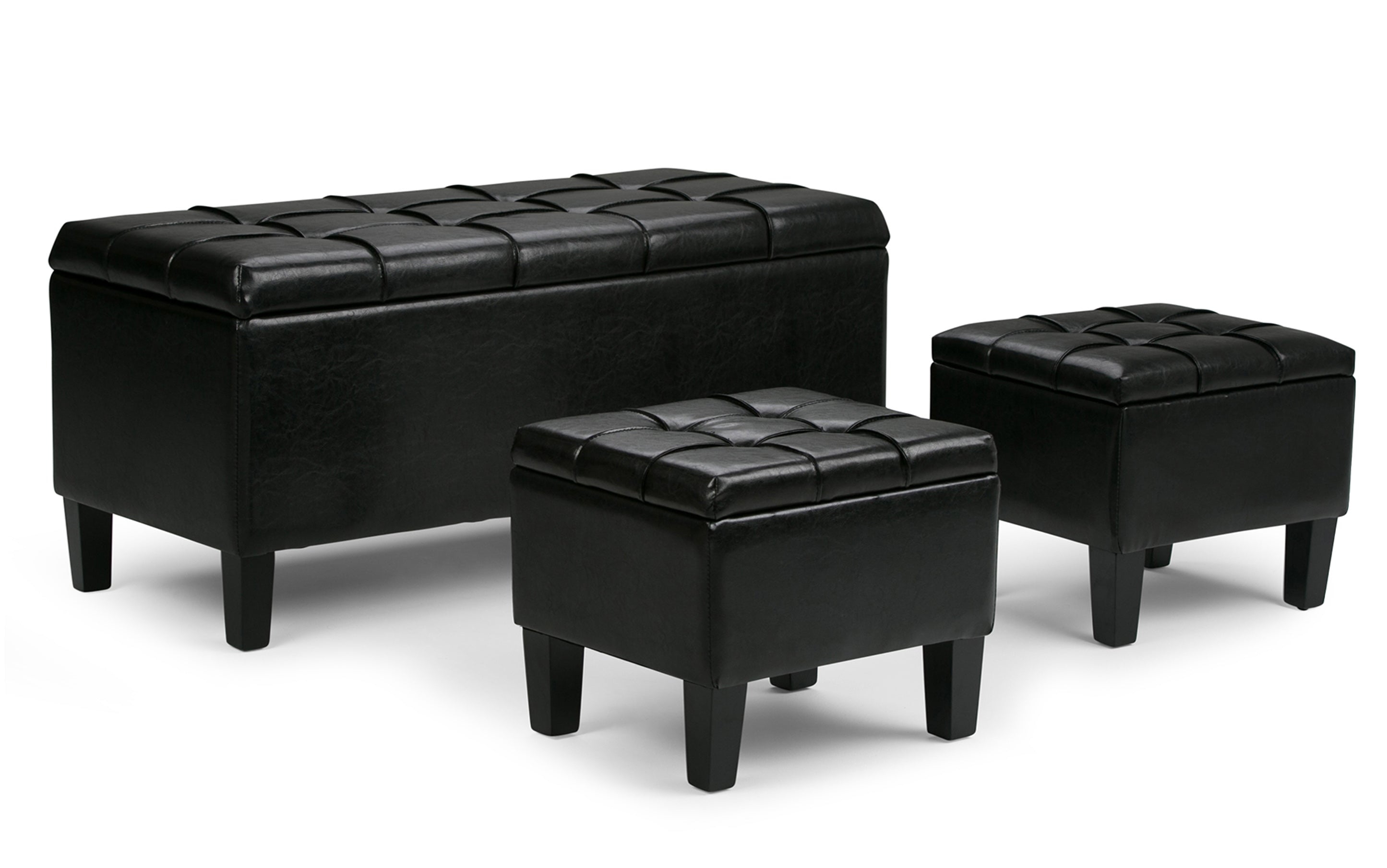 Dover 3 Pc Storage Ottoman in Vegan Leather