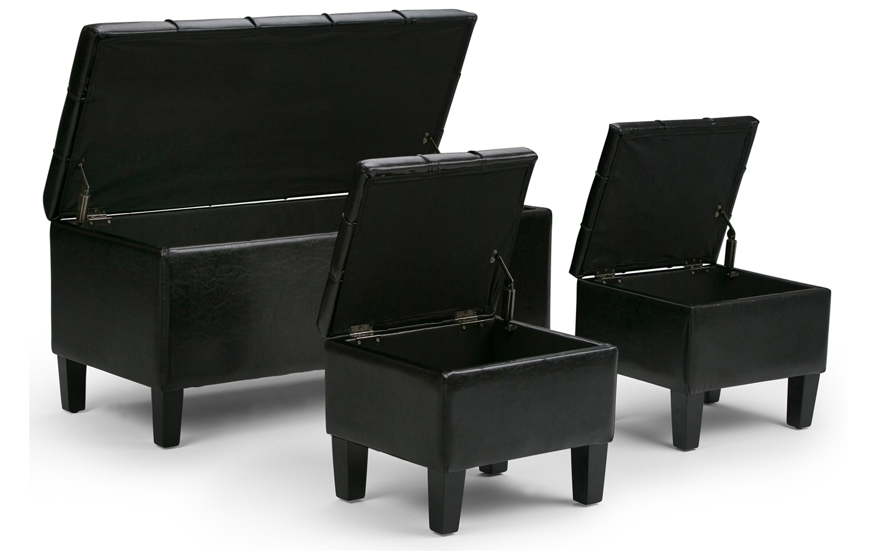 Dover 3 Pc Storage Ottoman in Vegan Leather
