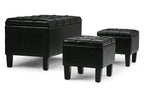 Dover 3 Pc Storage Ottoman in Vegan Leather