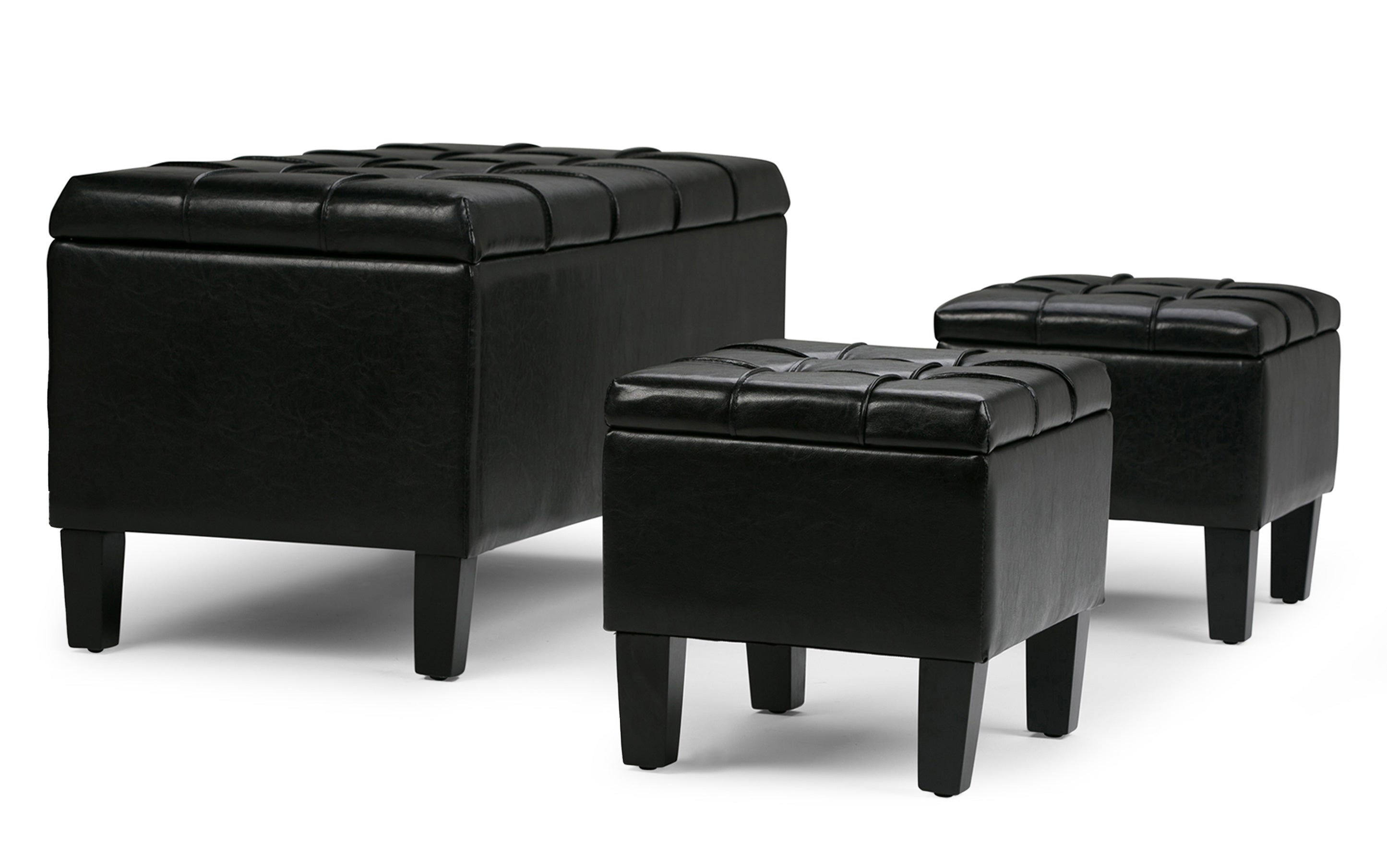 Dover 3 Pc Storage Ottoman in Vegan Leather