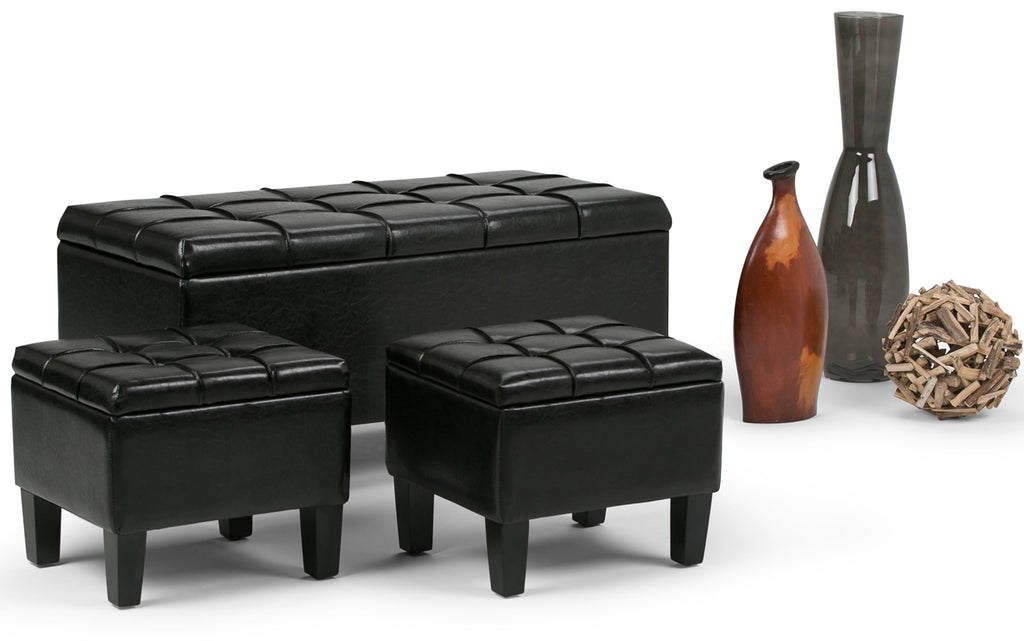 Dover 3 Pc Storage Ottoman in Vegan Leather