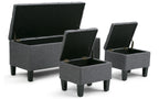 Dover 3 Pc Storage Ottoman in Linen