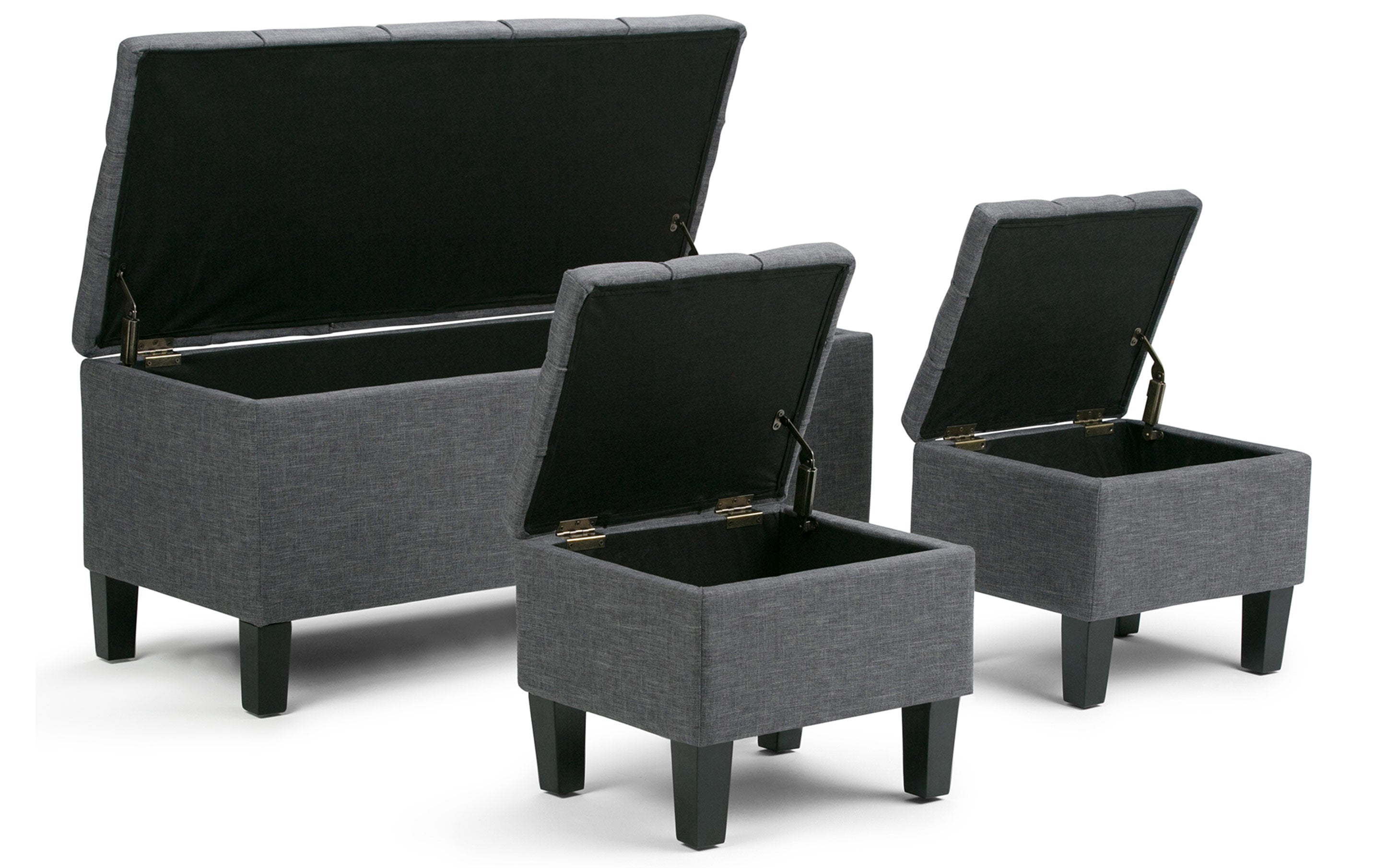 Dover 3 Pc Storage Ottoman in Linen