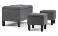 Dover 3 Pc Storage Ottoman in Linen