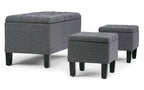 Dover 3 Pc Storage Ottoman in Linen
