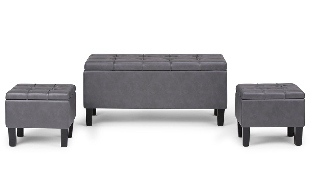 Dover 3 Pc Storage Ottoman in Vegan Leather