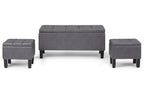 Dover 3 Pc Storage Ottoman in Vegan Leather