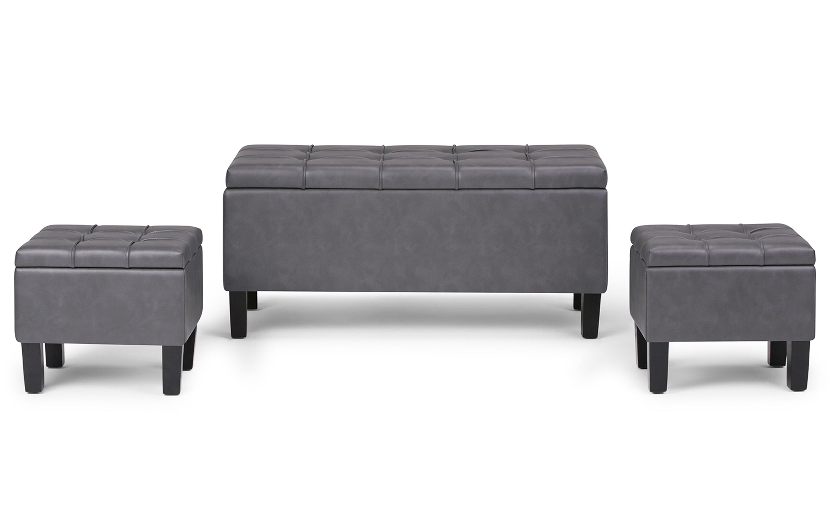 Dover 3 Pc Storage Ottoman in Vegan Leather