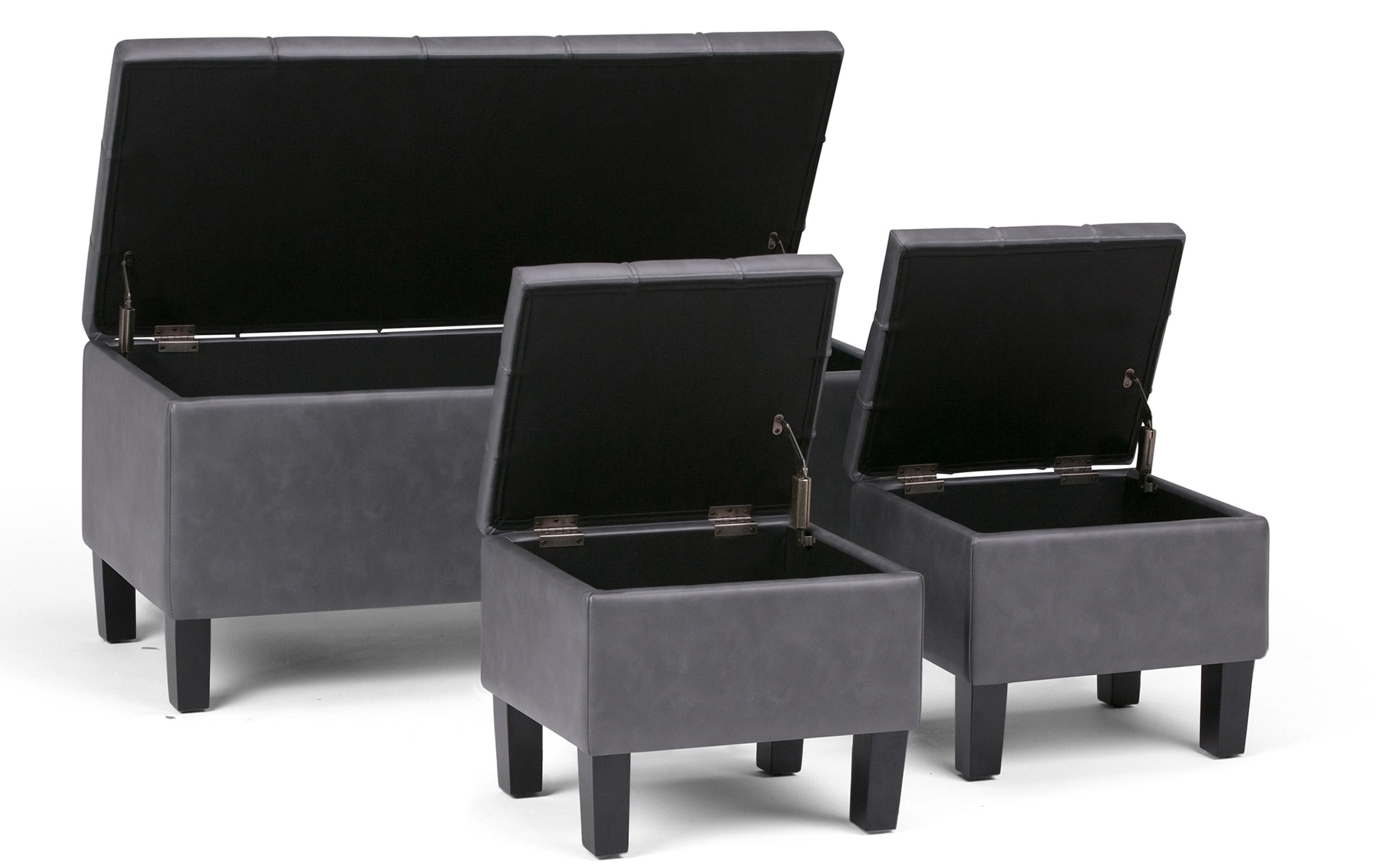 Dover 3 Pc Storage Ottoman in Vegan Leather