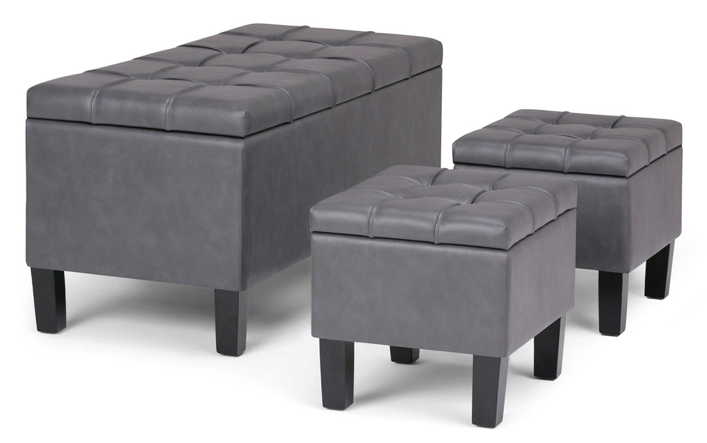 Dover 3 Pc Storage Ottoman in Vegan Leather
