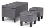 Dover 3 Pc Storage Ottoman in Vegan Leather