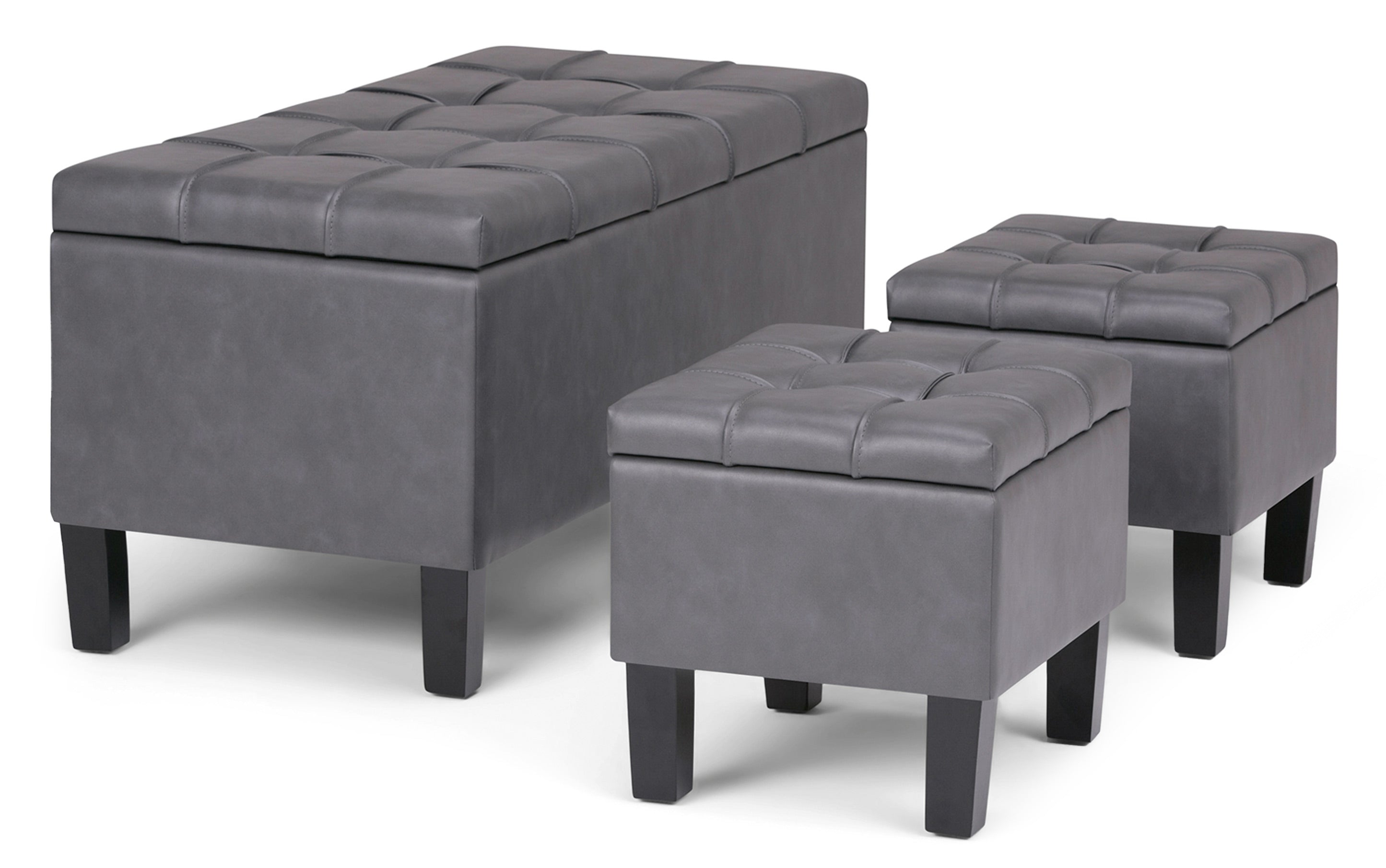 Dover 3 Pc Storage Ottoman in Vegan Leather