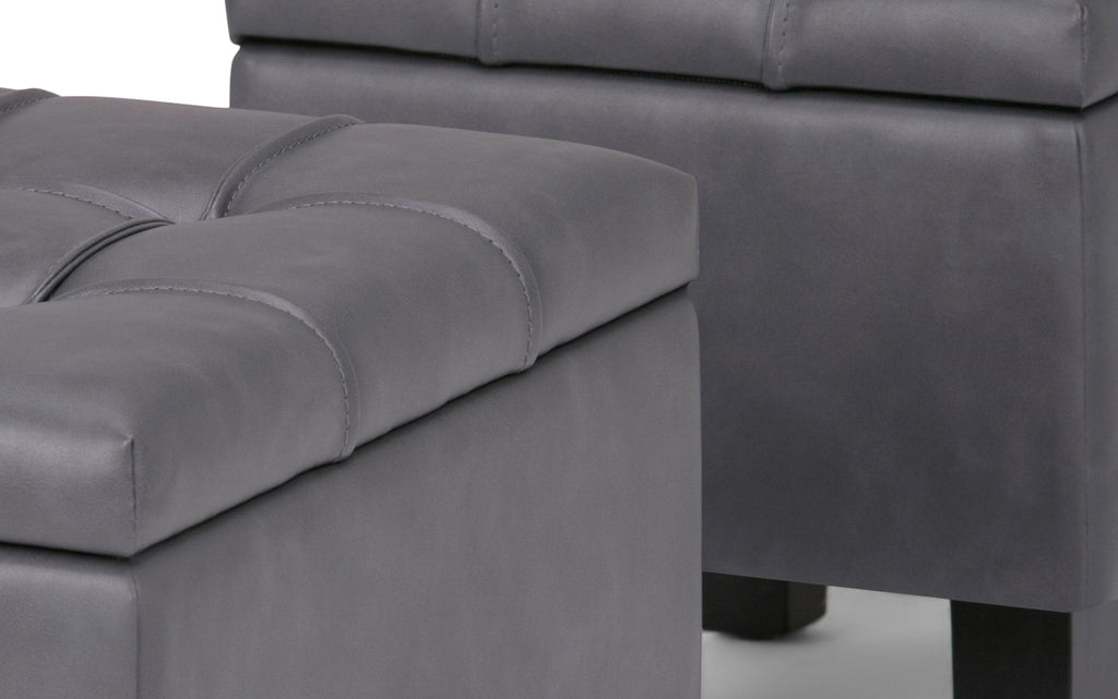 Dover 3 Pc Storage Ottoman in Vegan Leather