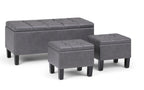 Dover 3 Pc Storage Ottoman in Vegan Leather