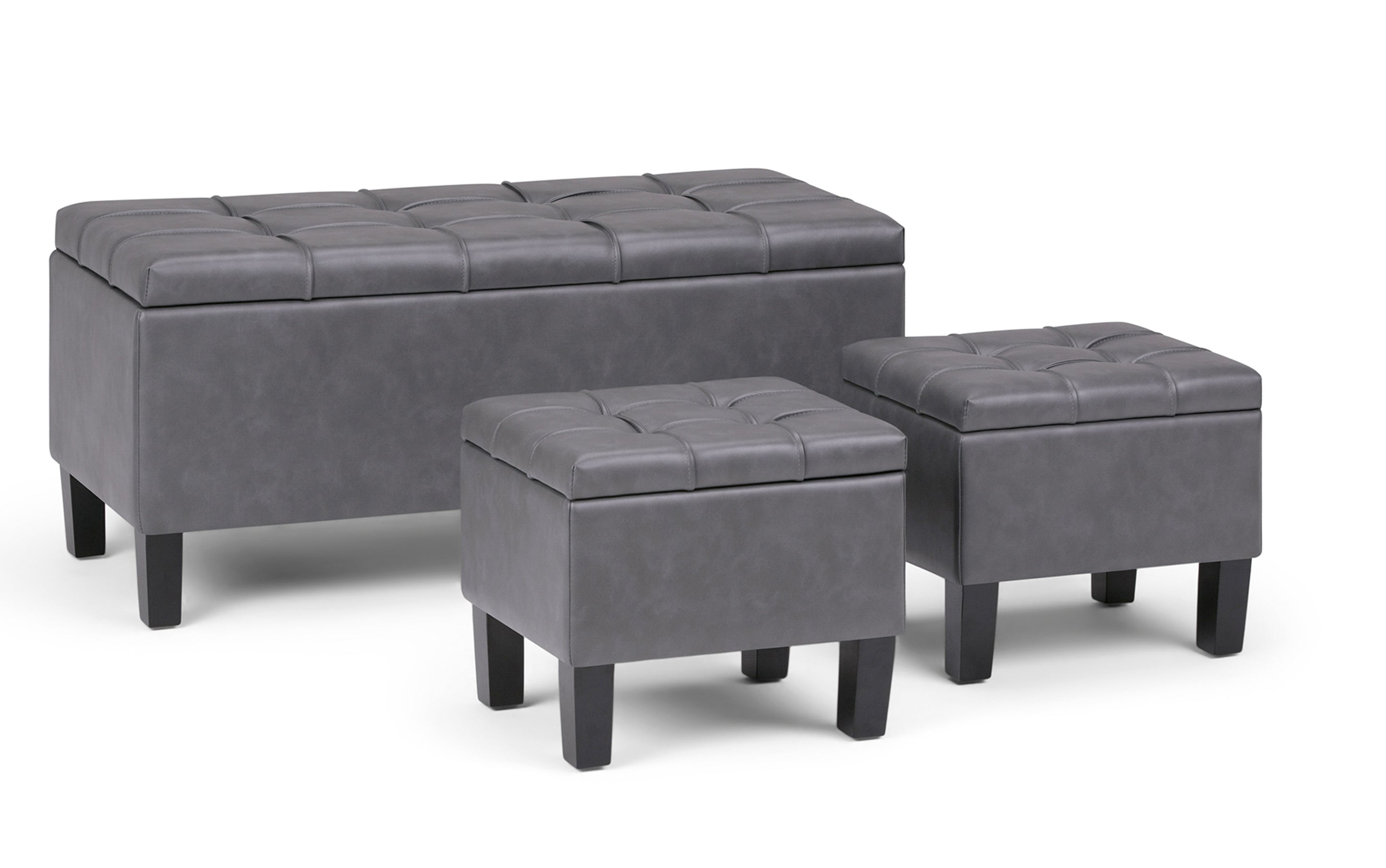 Dover 3 Pc Storage Ottoman in Vegan Leather