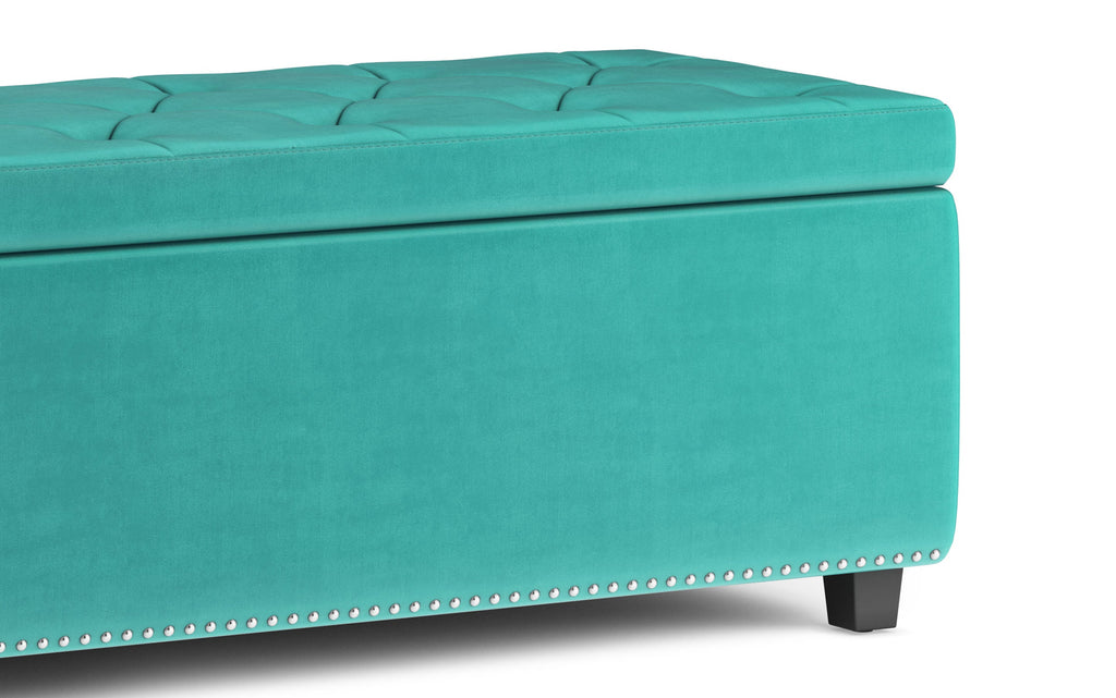 Hamilton Storage Ottoman in Velvet Fabric