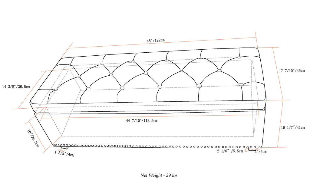 Hamilton Storage Ottoman in Velvet Fabric