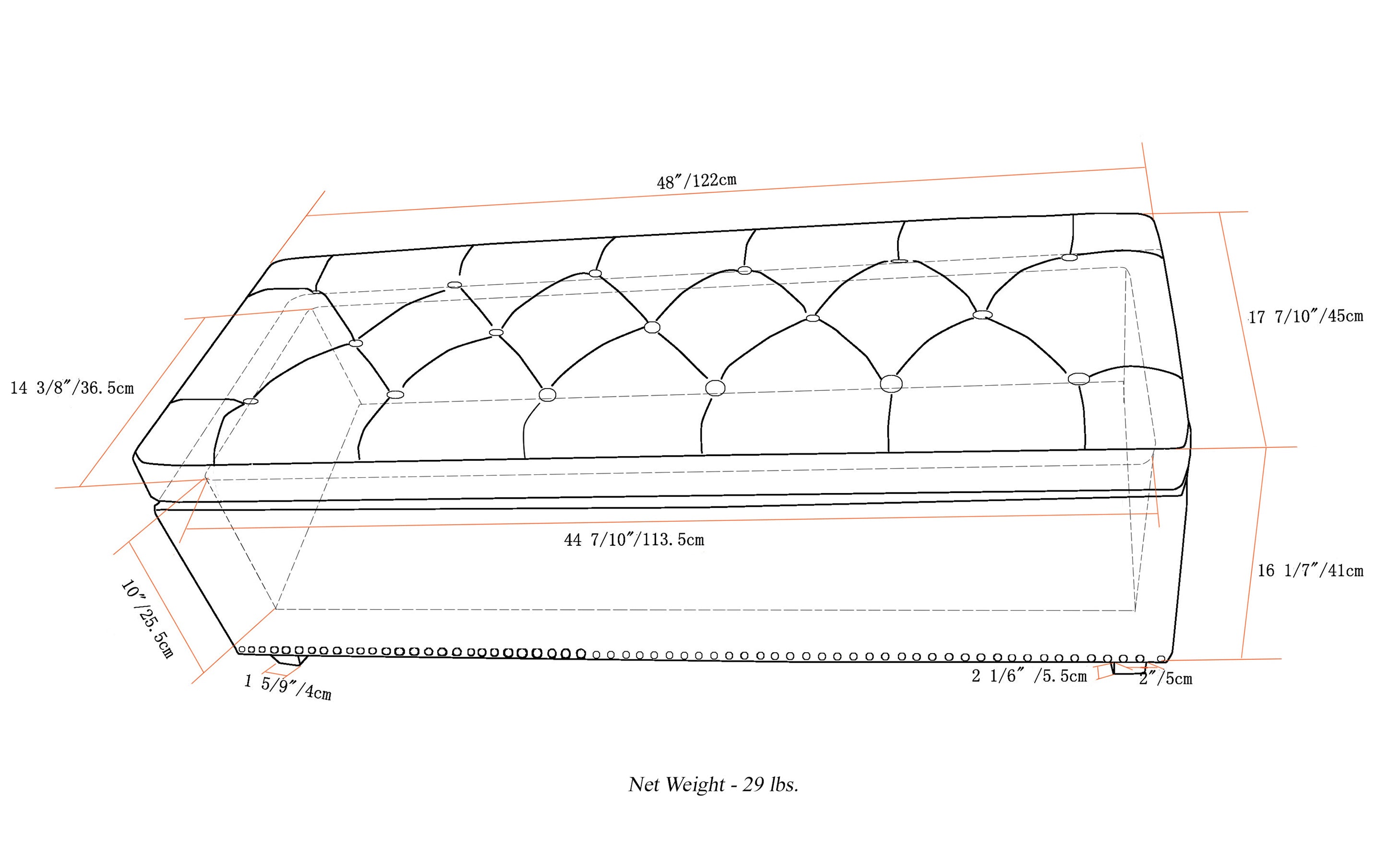 Hamilton Storage Ottoman in Velvet Fabric