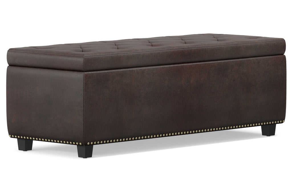 Hamilton Storage Ottoman in Distressed Vegan Leather