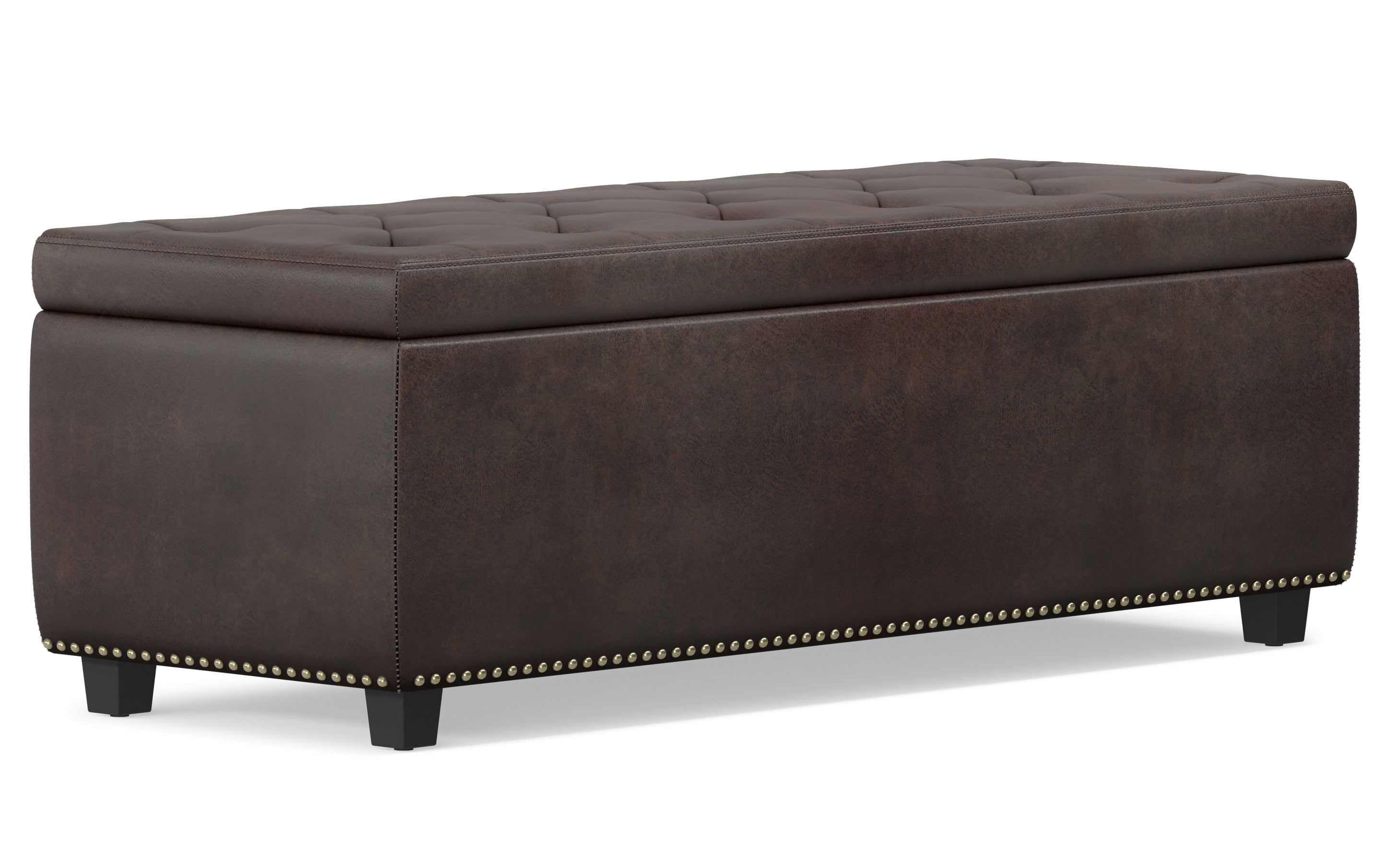 Hamilton Storage Ottoman in Distressed Vegan Leather