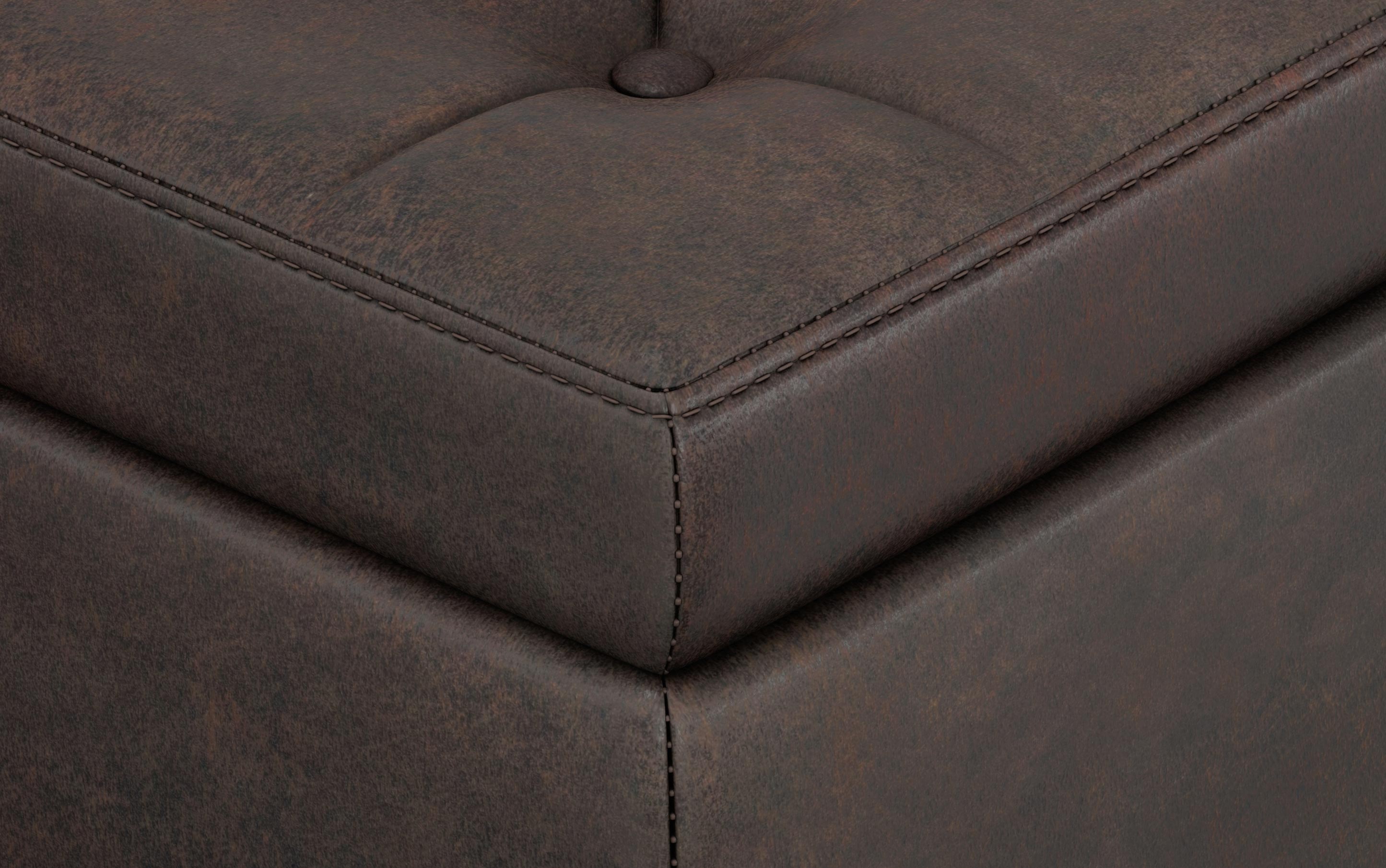 Hamilton Storage Ottoman in Distressed Vegan Leather