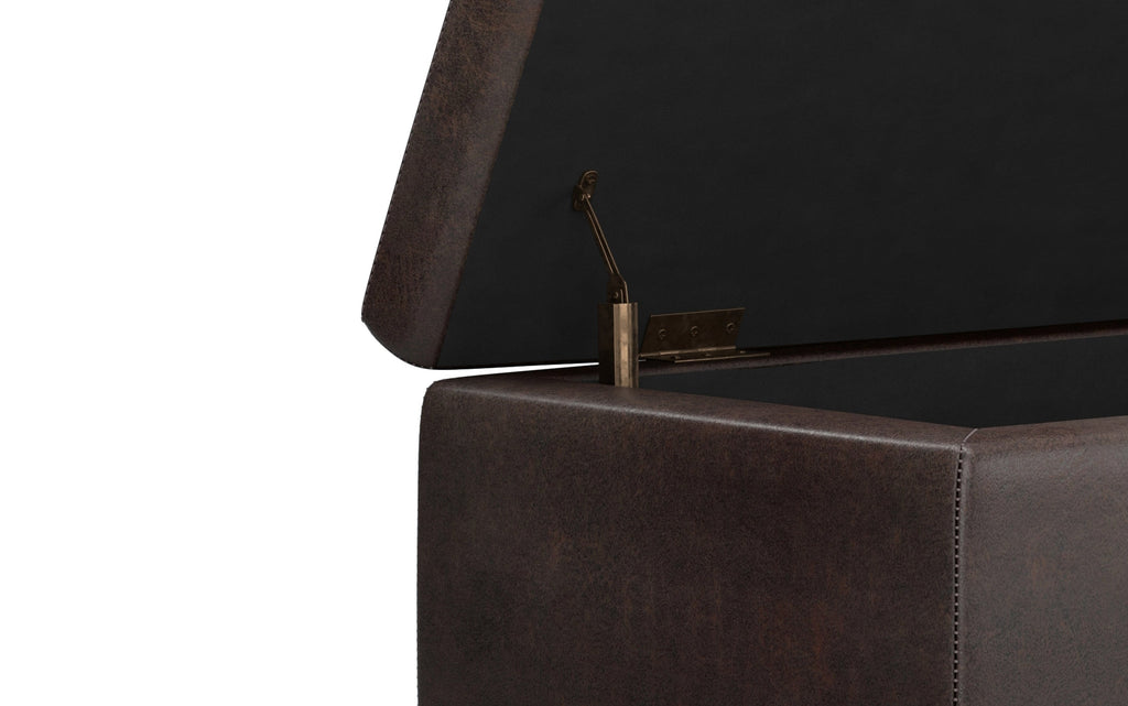 Hamilton Storage Ottoman in Distressed Vegan Leather