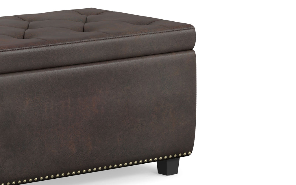Hamilton Storage Ottoman in Distressed Vegan Leather