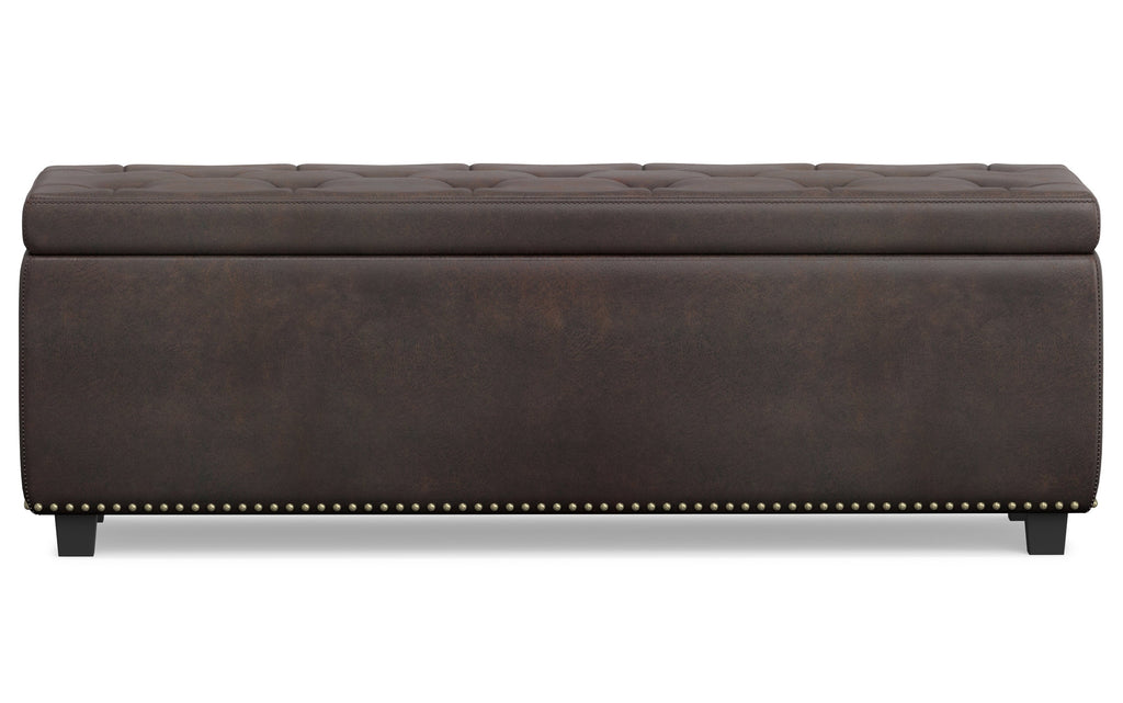 Hamilton Storage Ottoman in Distressed Vegan Leather