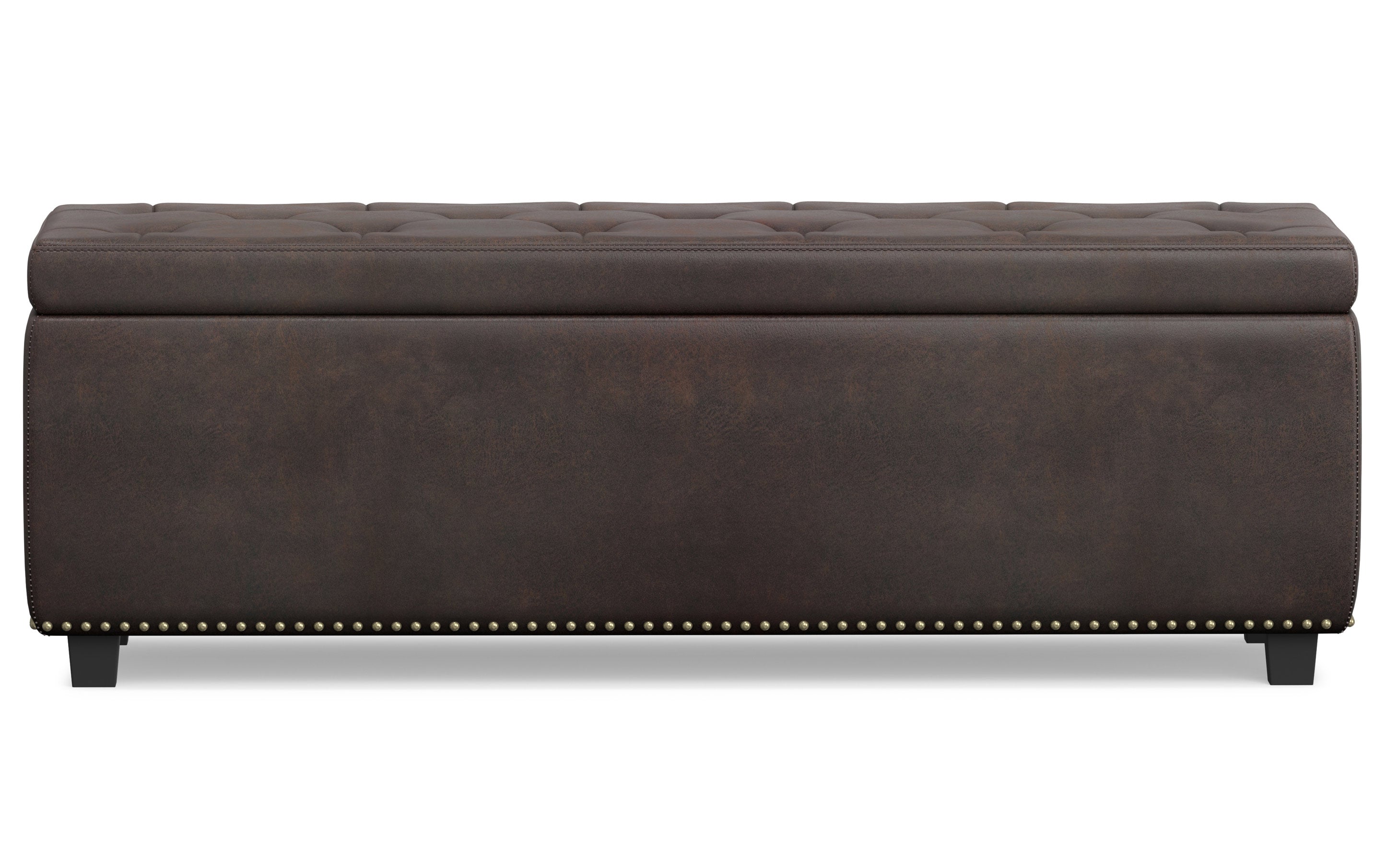 Hamilton Storage Ottoman in Distressed Vegan Leather