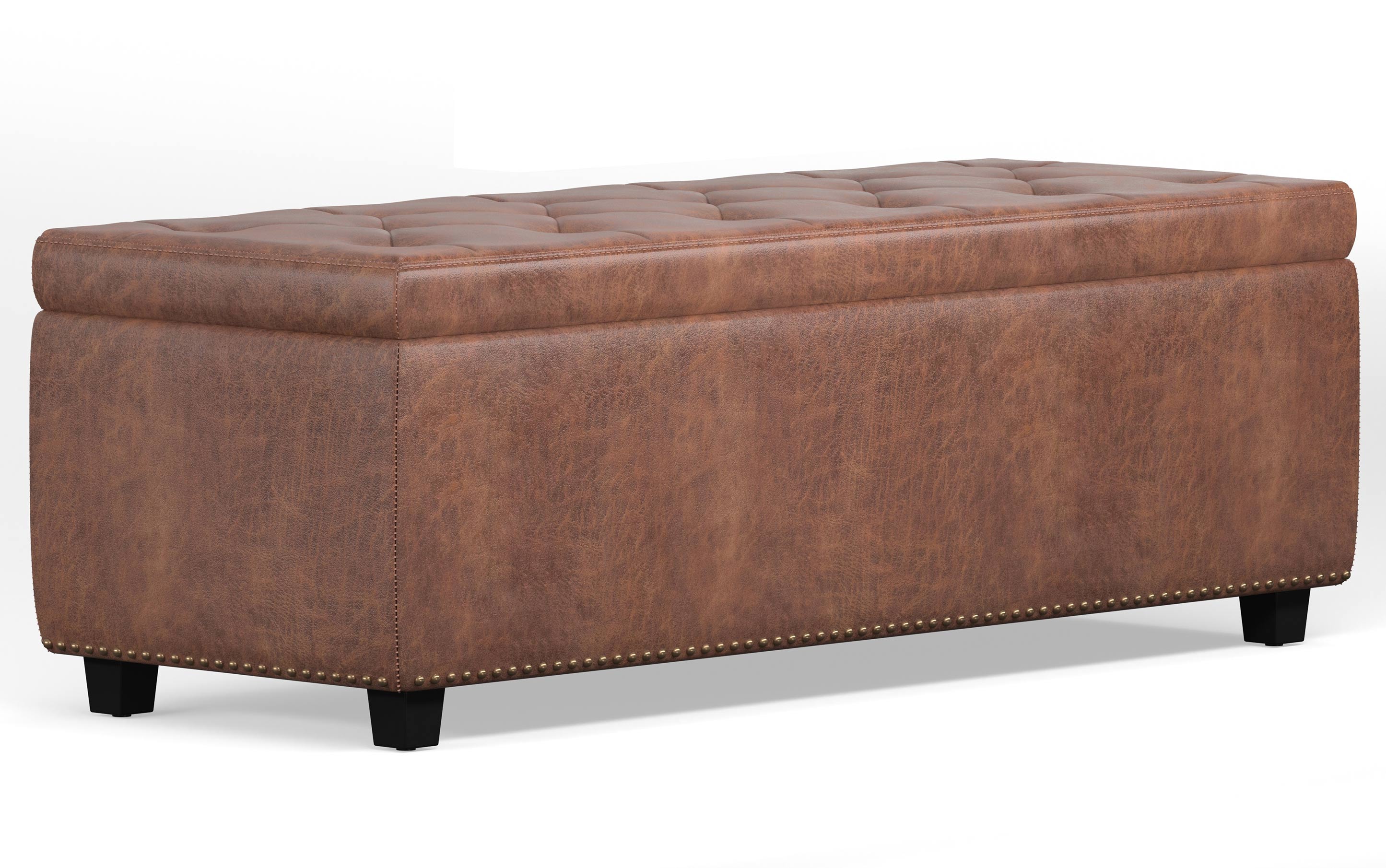 Hamilton Storage Ottoman in Distressed Vegan Leather