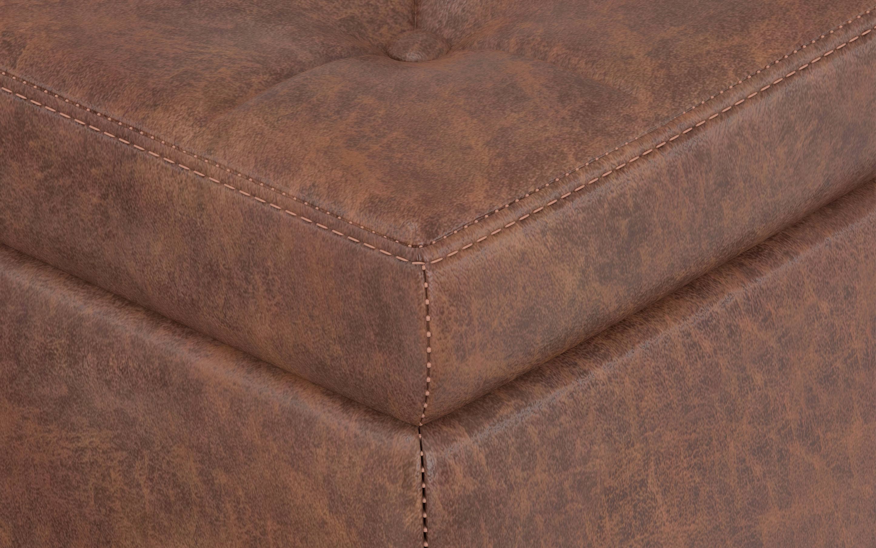 Hamilton Storage Ottoman in Distressed Vegan Leather
