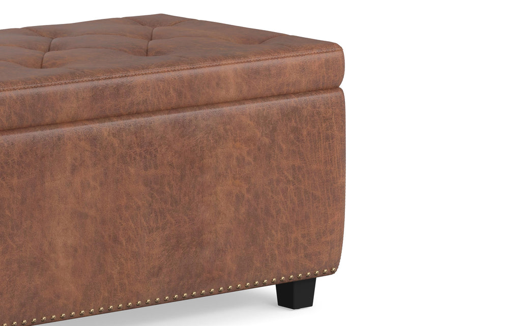 Hamilton Storage Ottoman in Distressed Vegan Leather