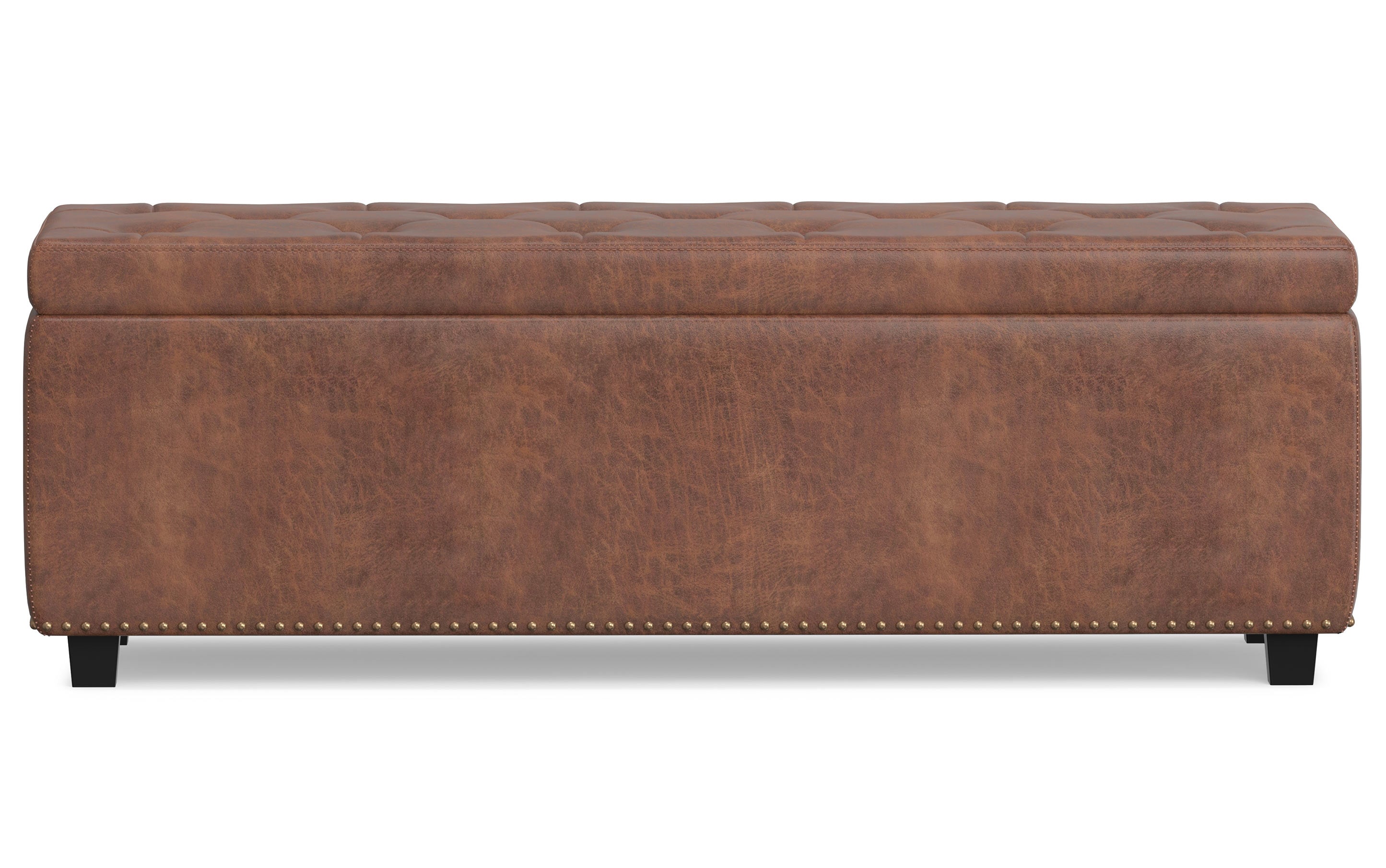 Hamilton Storage Ottoman in Distressed Vegan Leather
