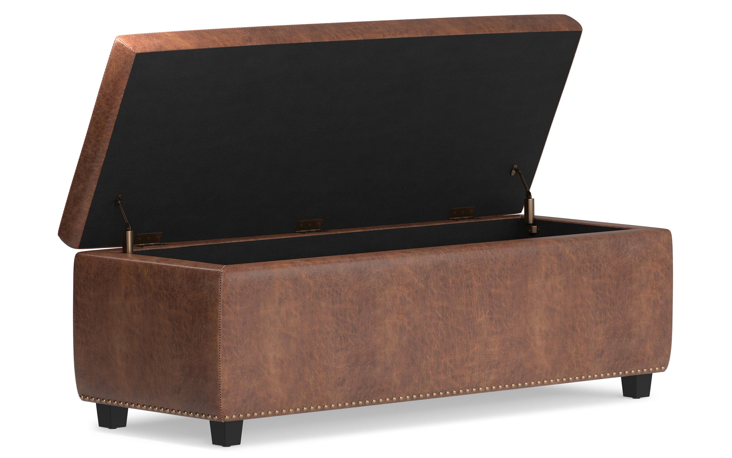 Hamilton Storage Ottoman in Distressed Vegan Leather