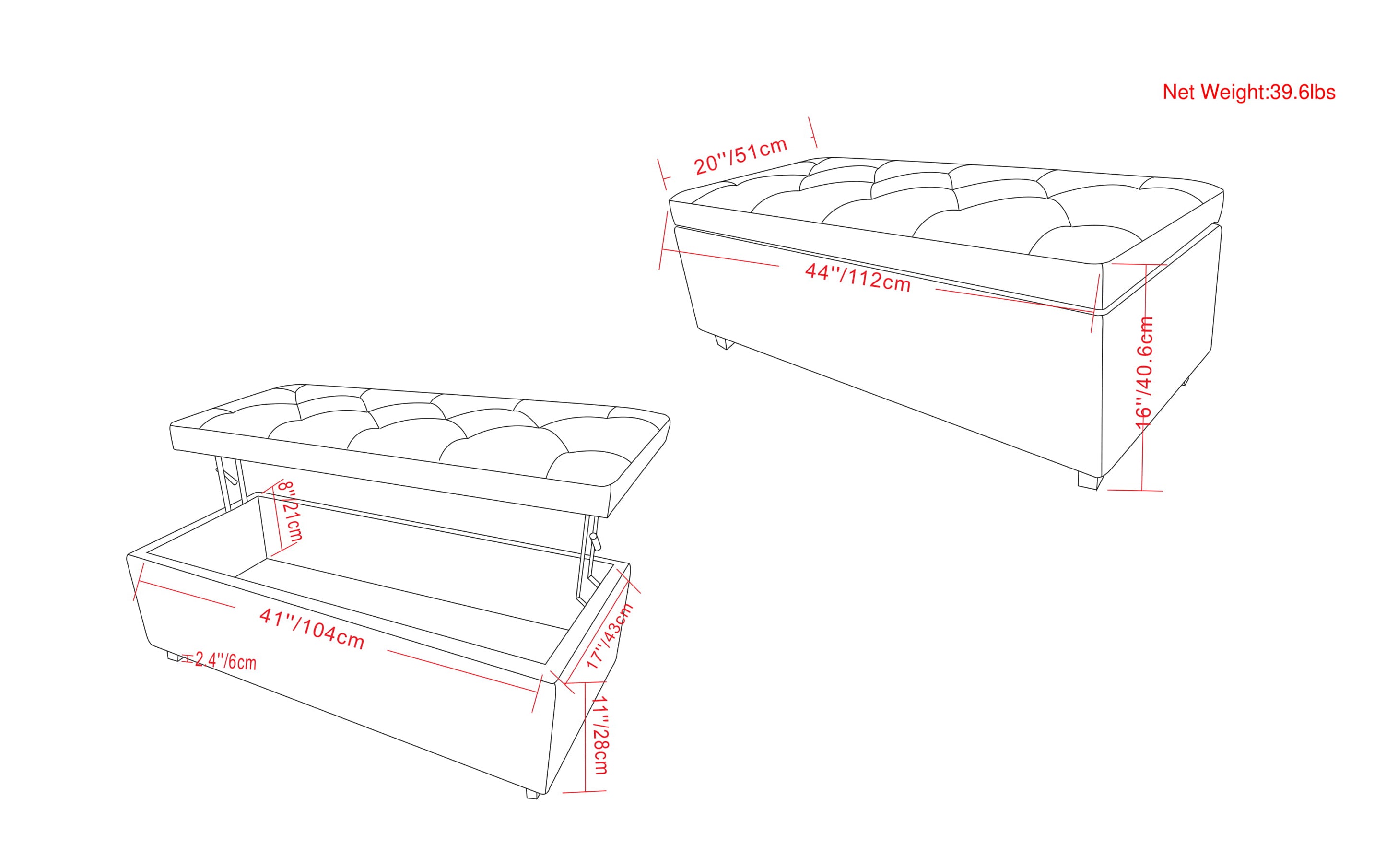 Hamilton Lift Top Storage Ottoman