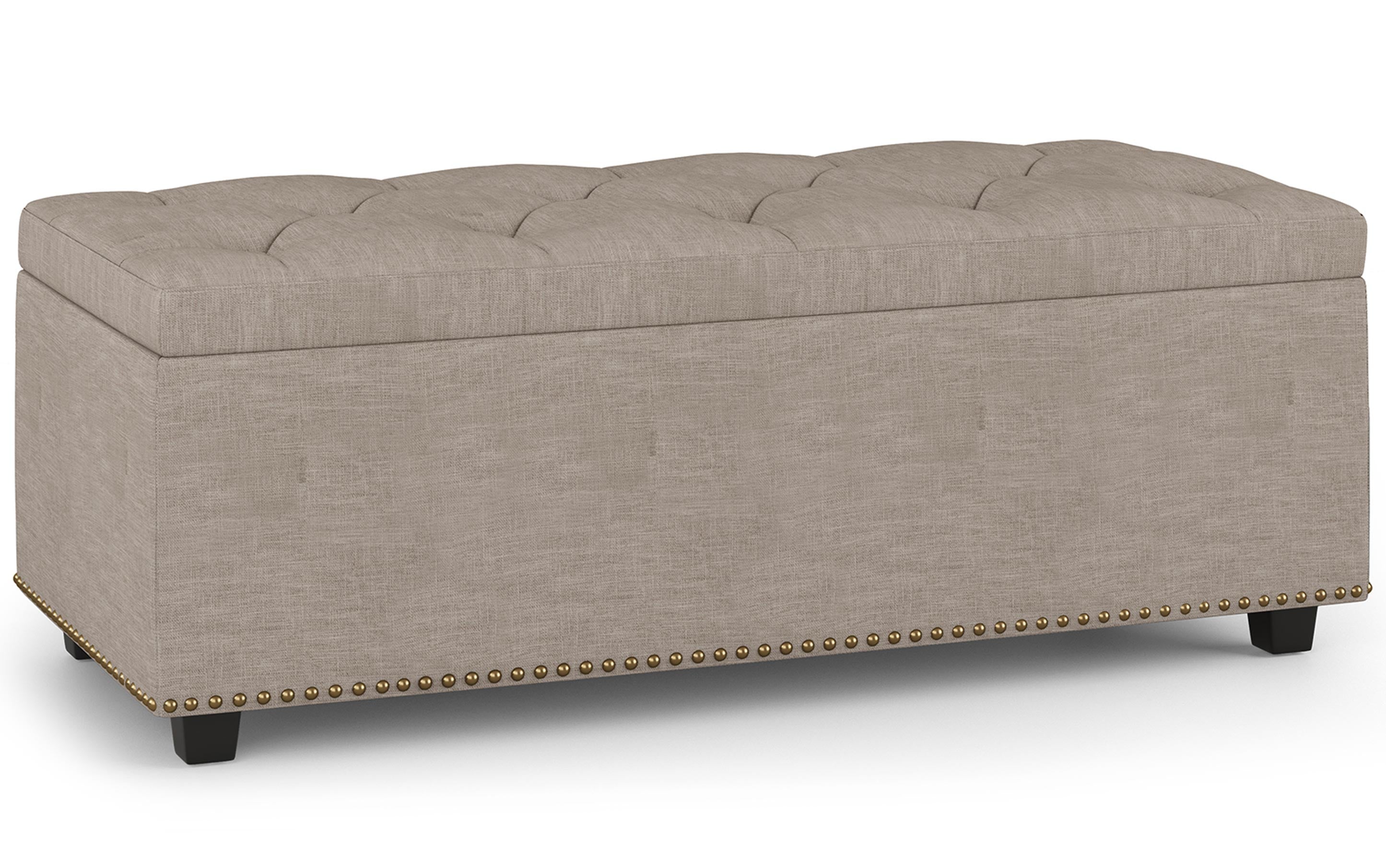 Hamilton Lift Top Storage Ottoman in Linen Style Fabric