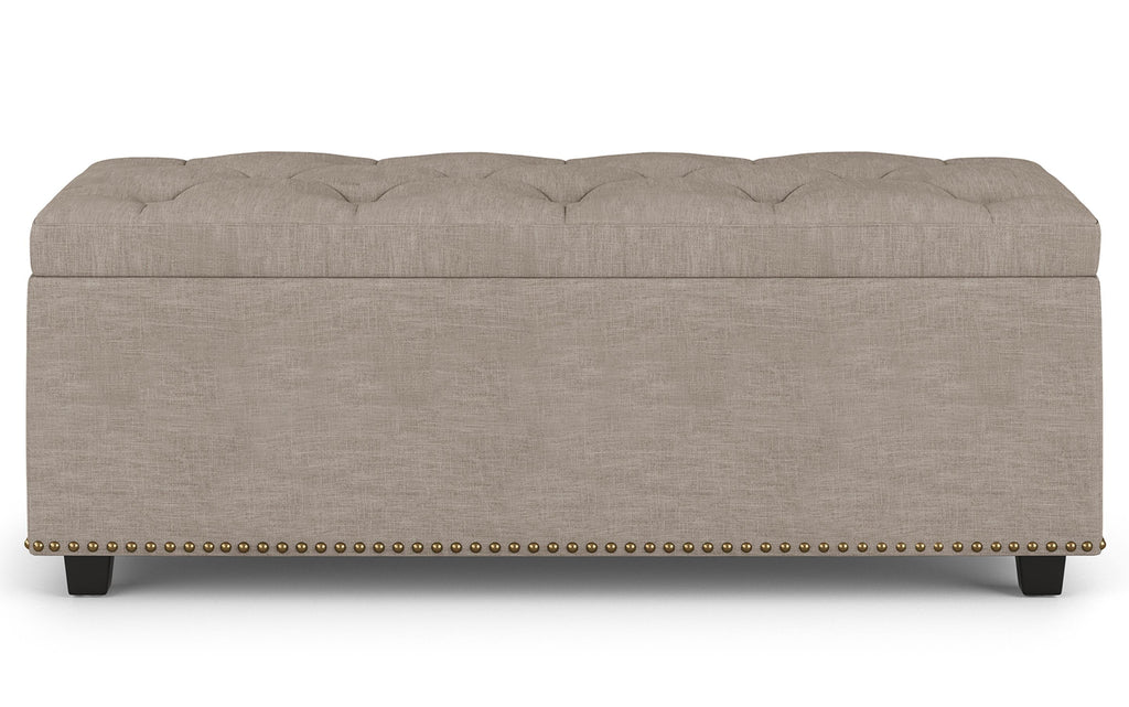 Hamilton Lift Top Storage Ottoman in Linen Style Fabric