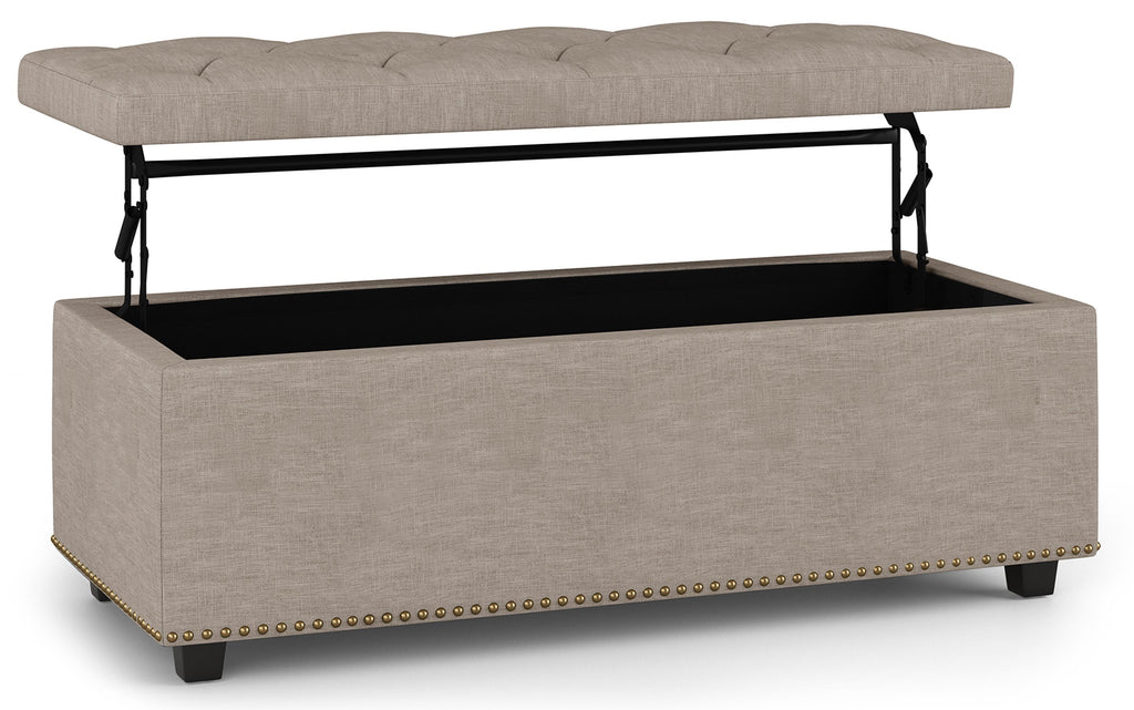 Hamilton Lift Top Storage Ottoman in Linen Style Fabric