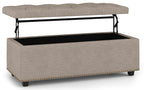 Hamilton Lift Top Storage Ottoman in Linen Style Fabric