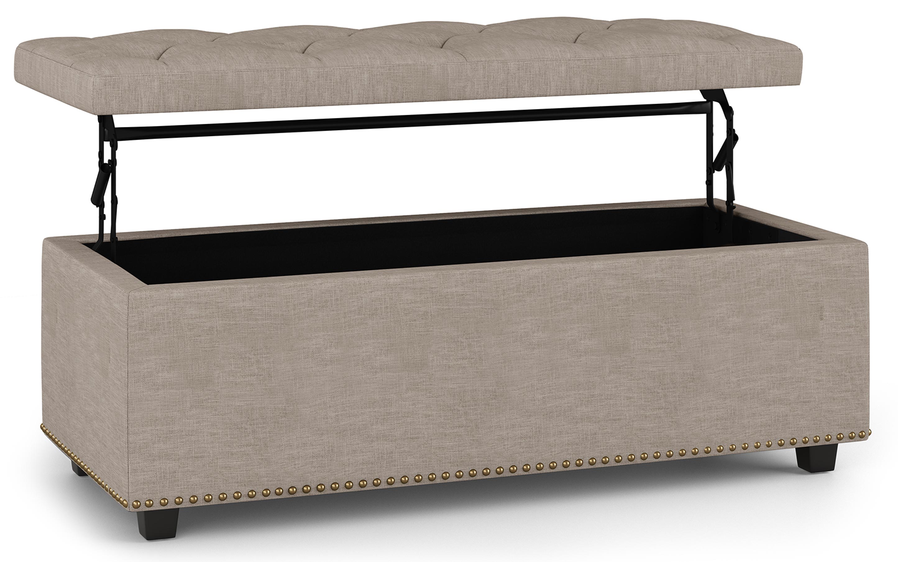 Hamilton Lift Top Storage Ottoman in Linen Style Fabric