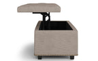 Hamilton Lift Top Storage Ottoman in Linen Style Fabric