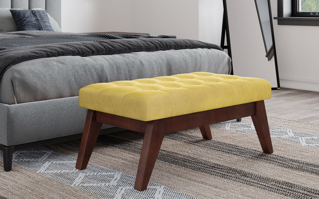 Draper Ottoman Bench in Velvet Fabric